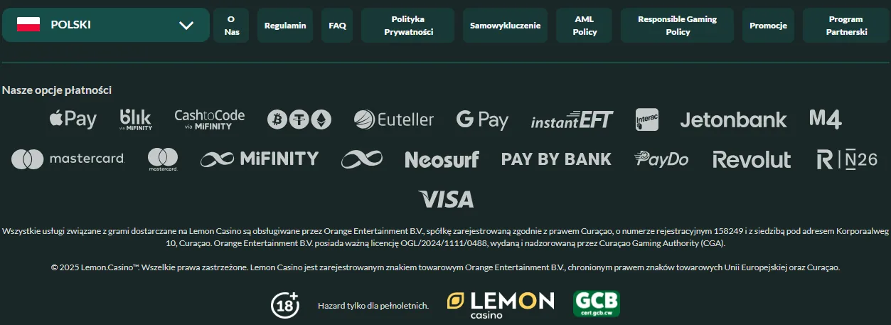 Metody płatności i błyskawiczne wypłaty Lemon Casino